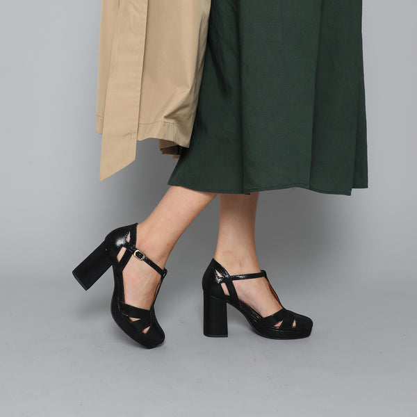 esska Venice Black High Heel Shoe