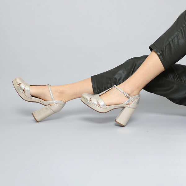 Esska Venice Vegan Platinum High Heel Shoe