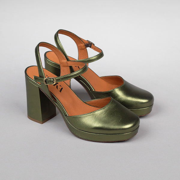 Esska Vicky Metallic Green High Heel Shoe