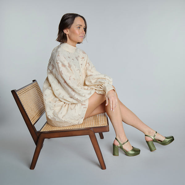 Esska Vicky Metallic Green High Heel Shoe