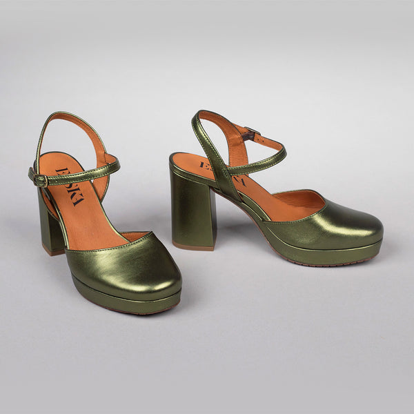 Esska Vicky Metallic Green High Heel Shoe
