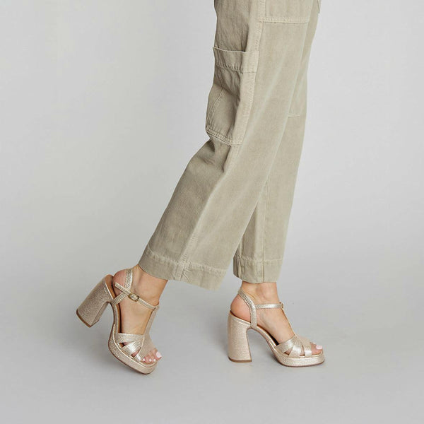 Esska Gaia Vegan Embossed Platinum High Heel Sandal