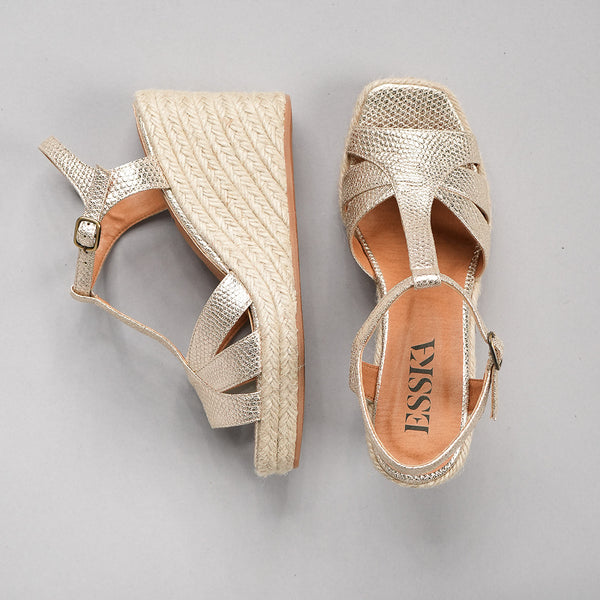 Esska Tanya VEGAN Embossed Platinum Platform Sandal