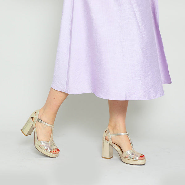 Esska Valerie WIDE Vegan Platinum High Heel Sandals