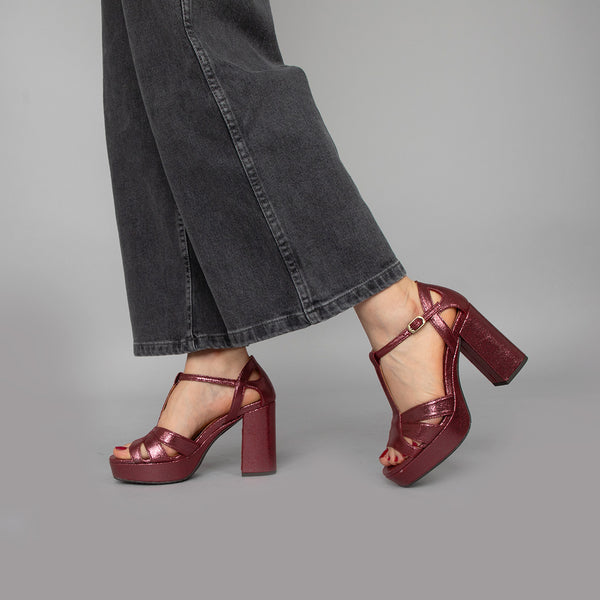 Esska Victoria Vegan Wine Platform High Heel Sandal