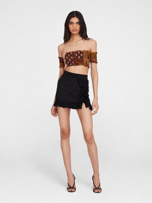 esteban cortazar Brown Estrellitas Ruched Crop Top