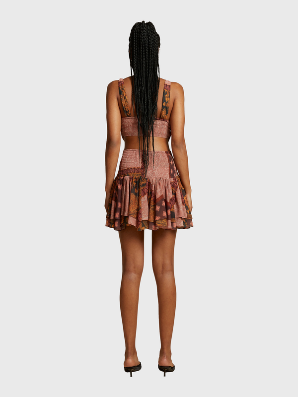 Esteban Cortazar Brown Estrellitas Silk Mini Dress