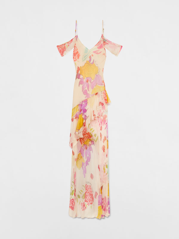 Esteban Cortazar Flores Silk Chiffon Long Dress