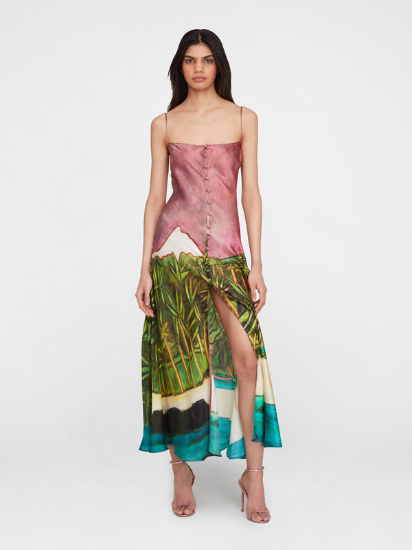 esteban cortazar La Sierra Silk Midi Dress