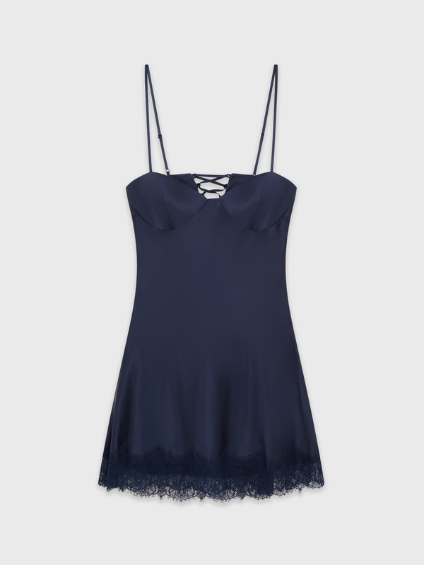 Esteban Cortazar Midnight Lace Mini Dress