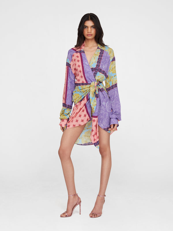 esteban cortazar Paisley Wrap Mini Dress Paisley