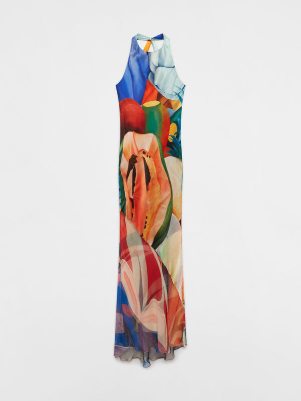 Esteban Cortazar Salpicon Long Silk Dress