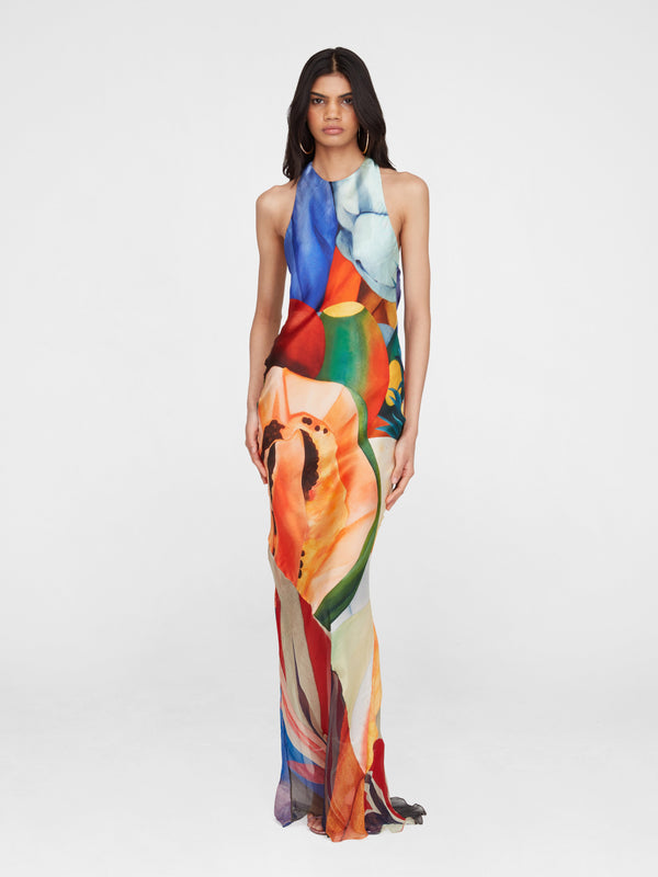 esteban cortazar Salpicon Long Silk Dress