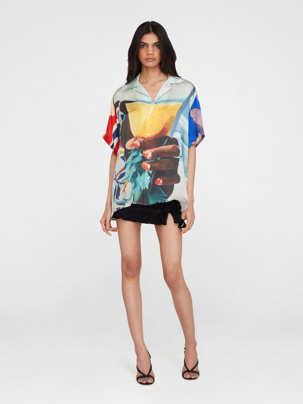 esteban cortazar Salpicon Short Sleeve Silk Shirt