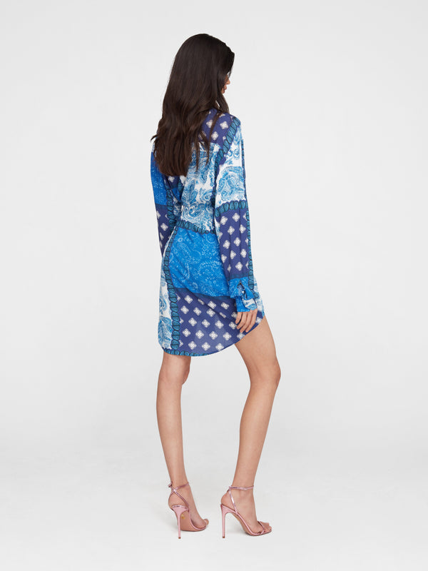 Esteban Cortazar Midnight Paisley Wrap Mini Dress Midnight Paisley