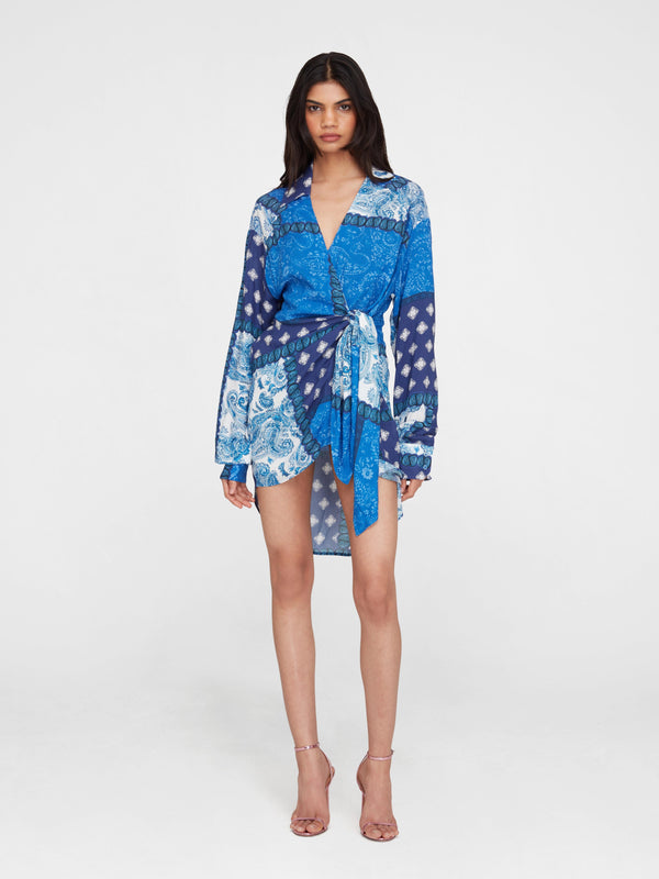 esteban cortazar Midnight Paisley Wrap Mini Dress Midnight Paisley