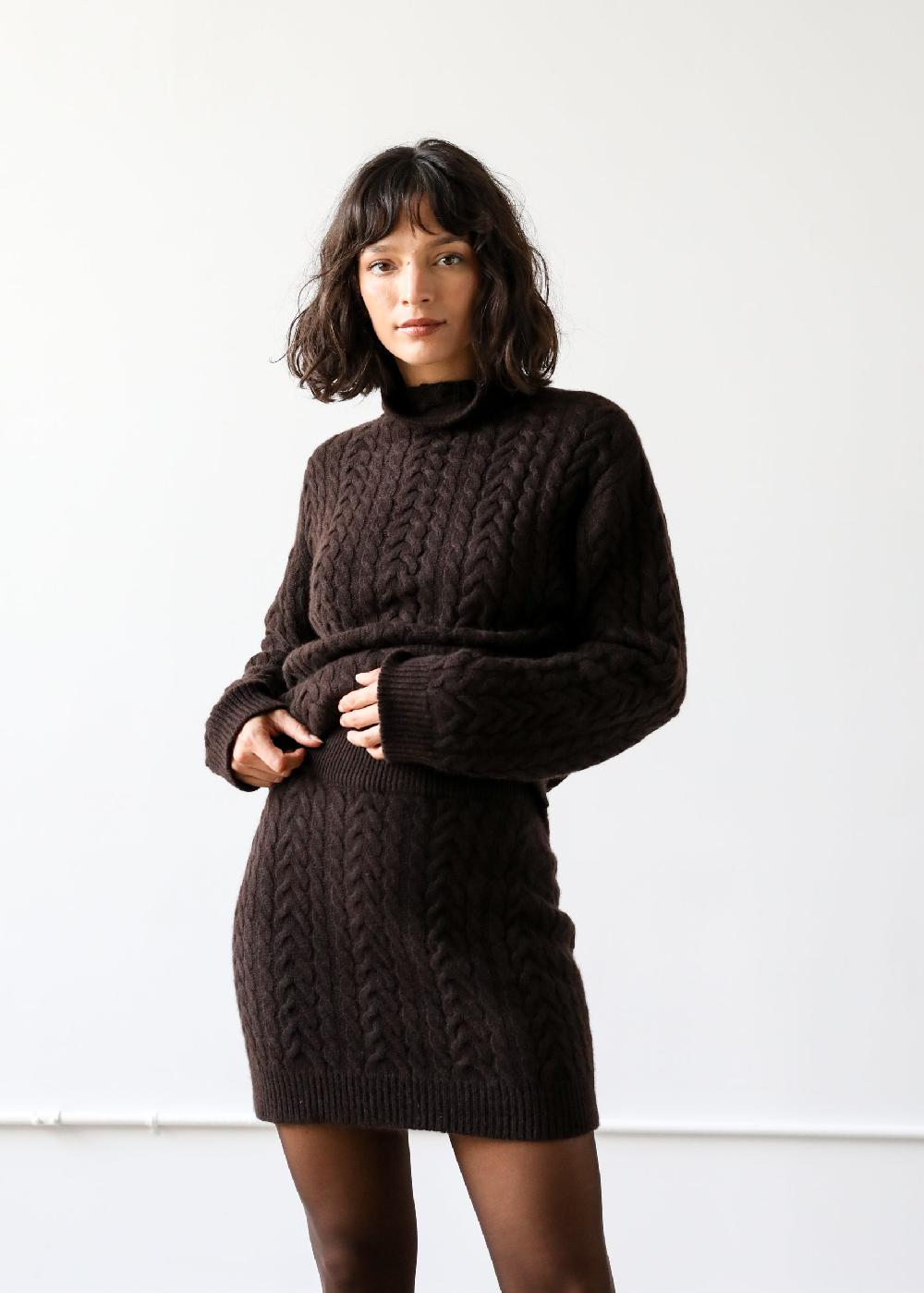 Estella Beatrice Skirt In Espresso Cashmere