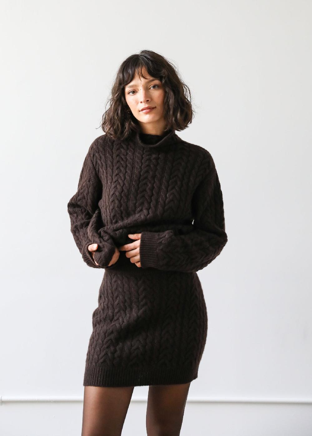 estella Beatrice Skirt in Espresso Cashmere