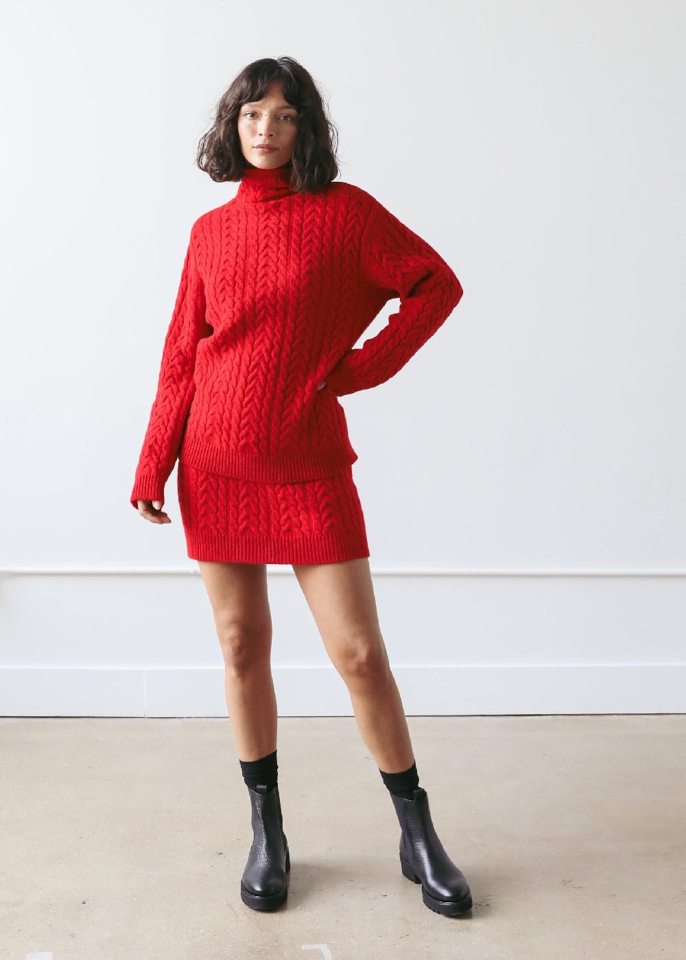 Estella Beatrice Skirt In Red Cashmere