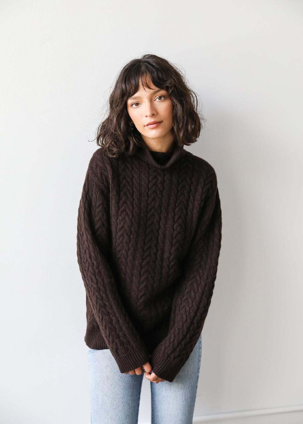 estella Beatrice Sweater in Espresso Cashmere