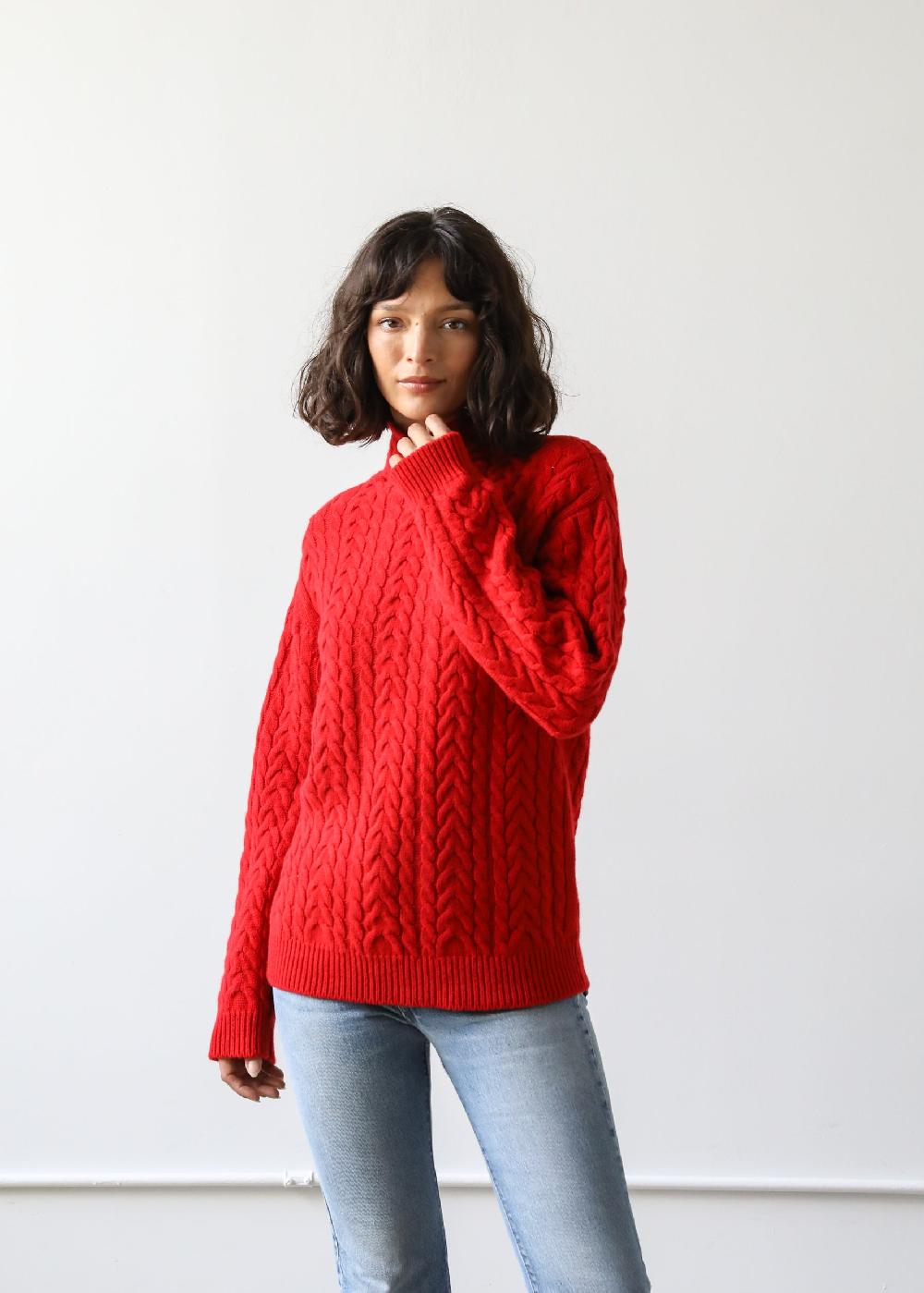Estella Beatrice Sweater In Scarlett Red Cashmere
