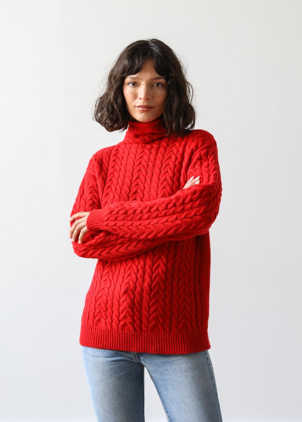 Estella Beatrice Sweater In Scarlett Red Cashmere
