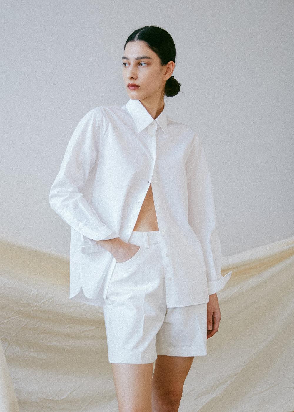 Estella Carolyn Button Up In White Poplin