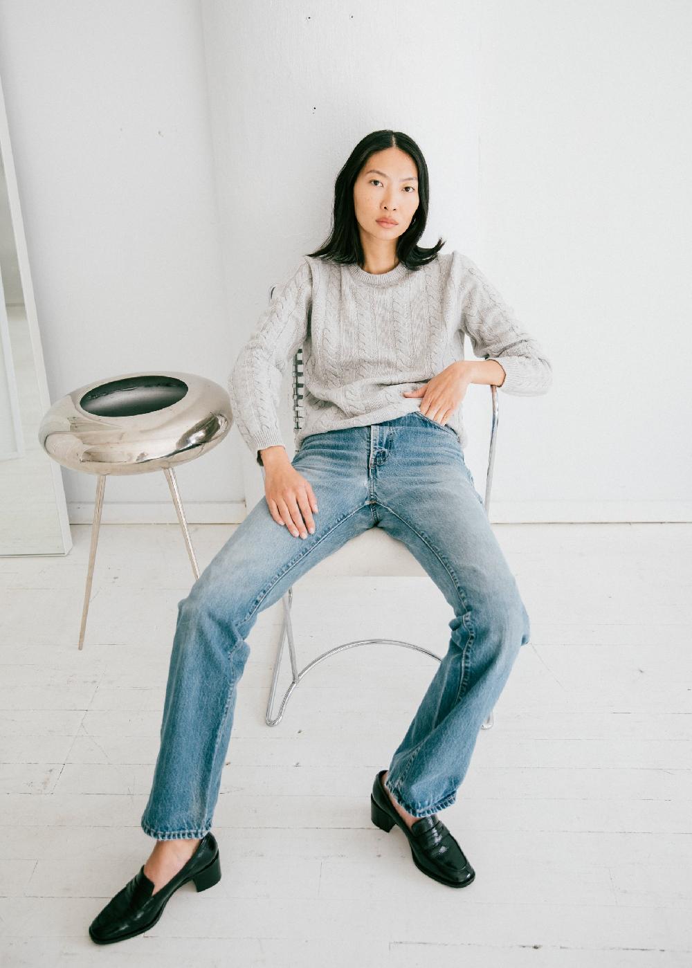 Estella Daria Cable Knit Pullover In Ice Grey