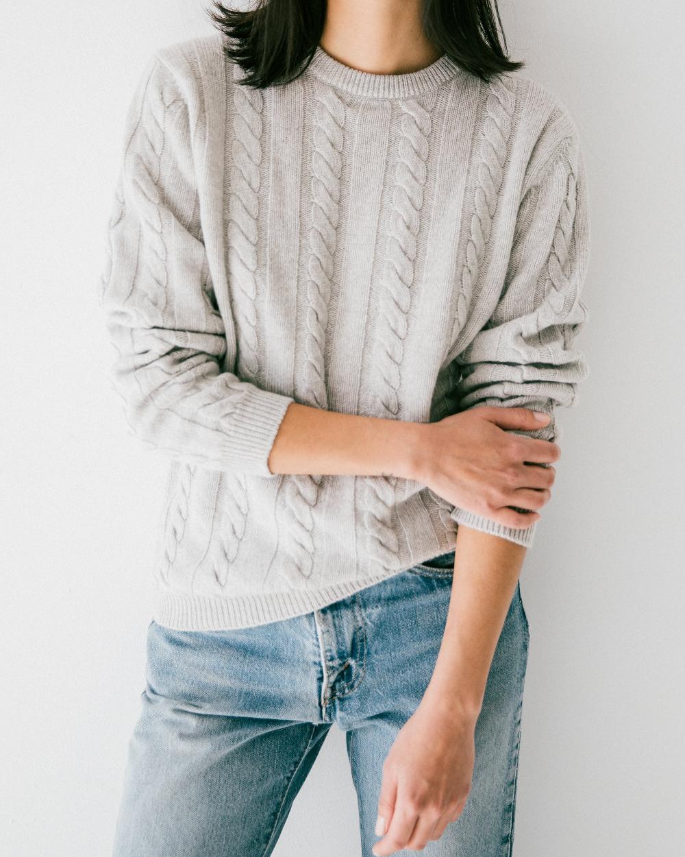 Estella Daria Cable Knit Pullover In Ice Grey