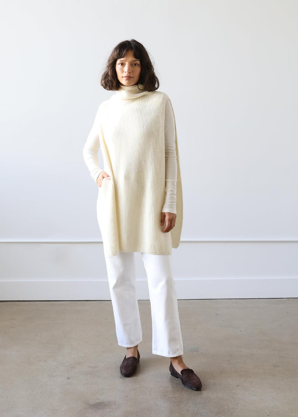 Estella Gia Dickey Sweater In Ivory Cashmere