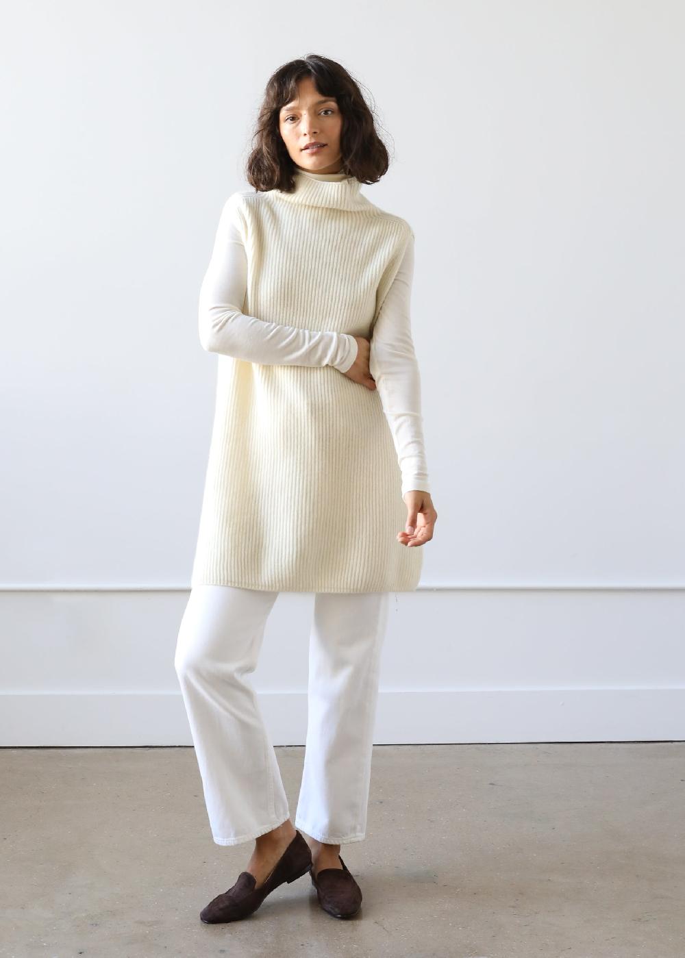 Estella Gia Dickey Sweater In Ivory Cashmere