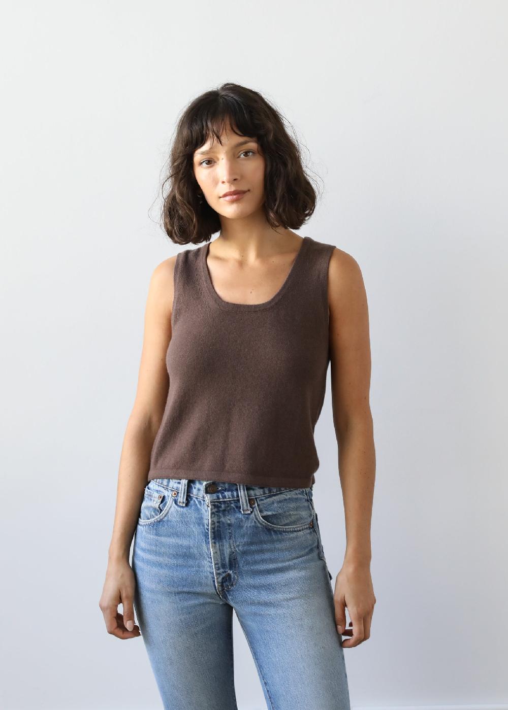 Estella Helena Tank In Coffee Brown Cashmere