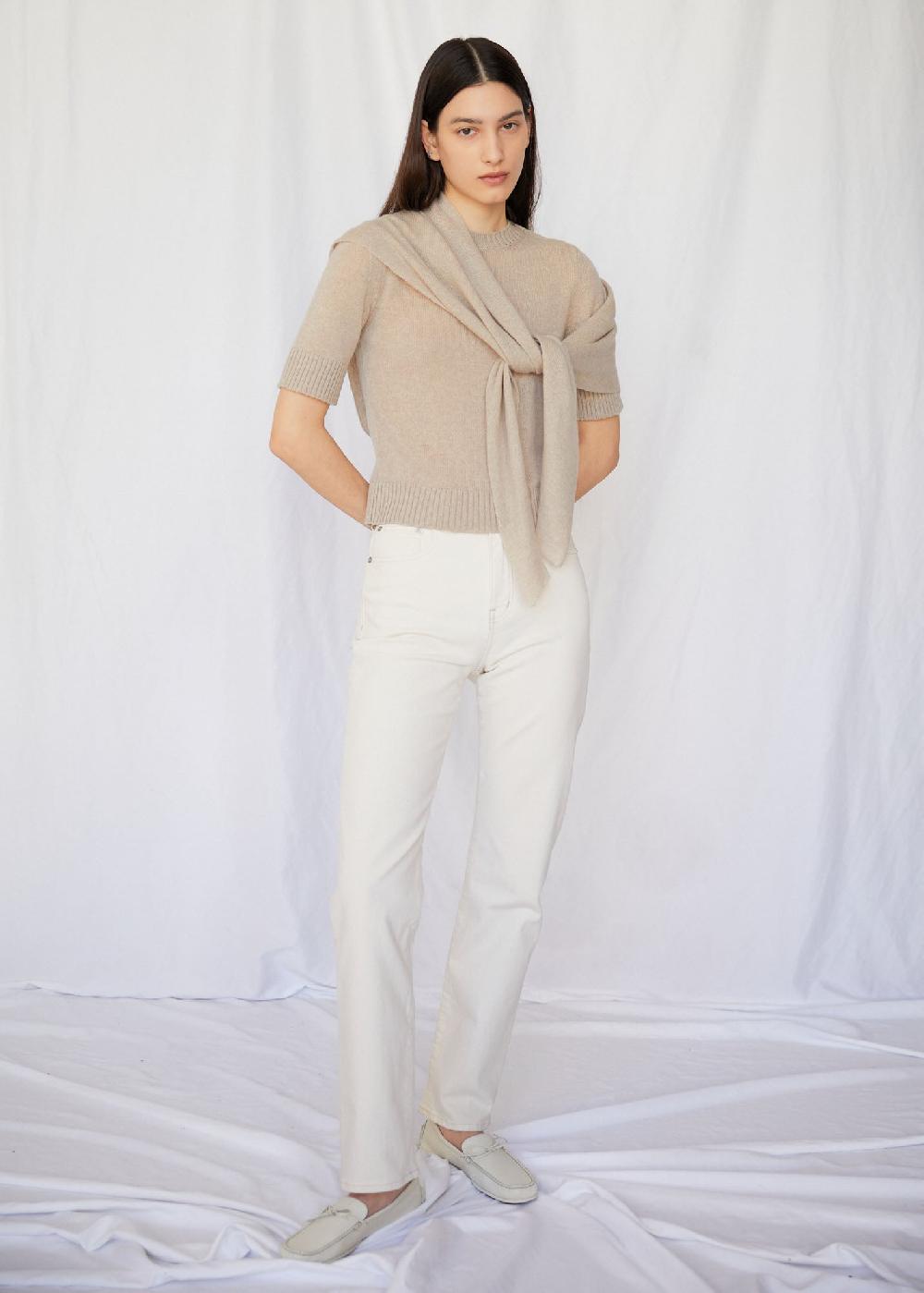 Estella Juliana Triangle Scarf In Wheat Cashmere