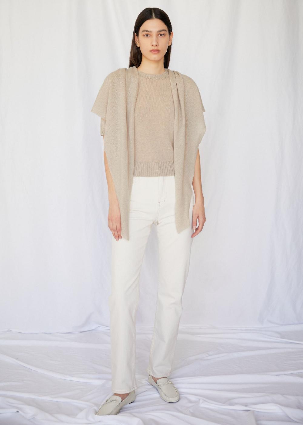 Estella Juliana Triangle Scarf In Wheat Cashmere