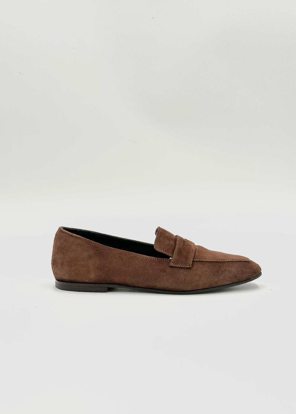 Estella Kate Penny Loafer In Mocha Brown Suede