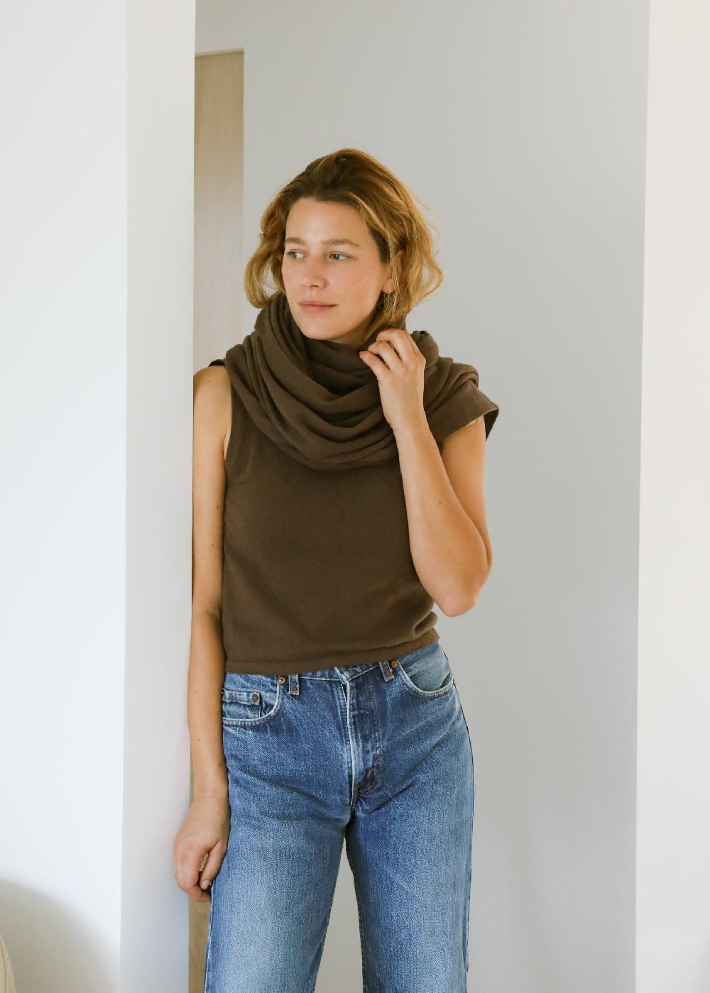 Estella Maggie Scarf In Coffee Brown Cashmere