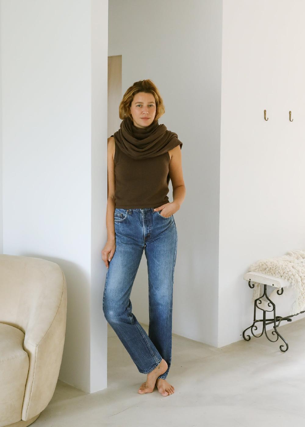 Estella Maggie Scarf In Coffee Brown Cashmere
