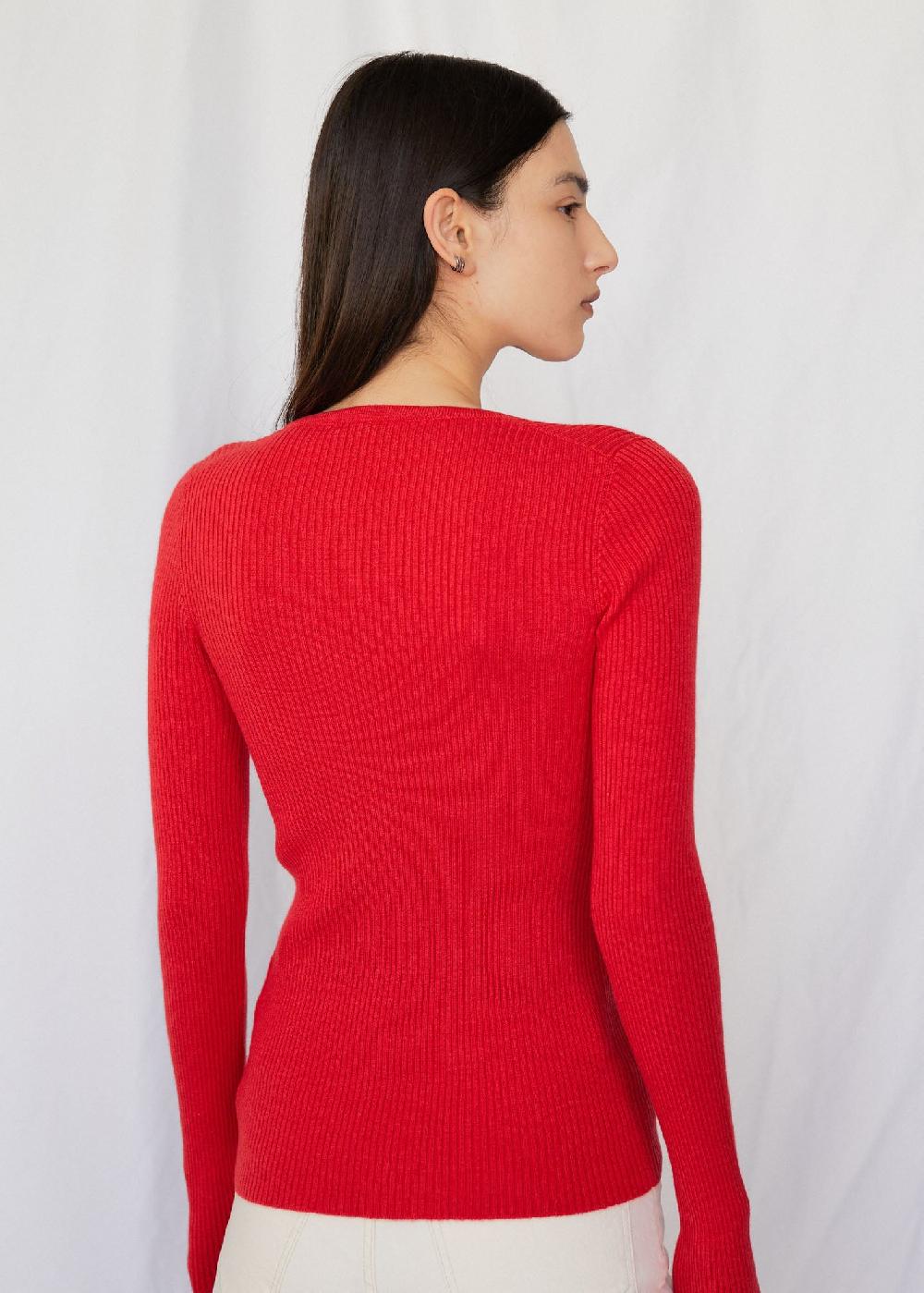 Estella Monica Ribbed Cardigan In Candy Apple