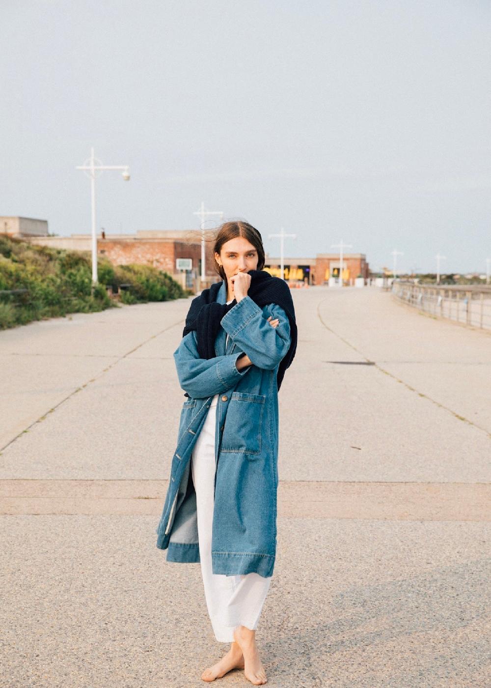 Estella Natalie Denim Work Jacket In Medium Indigo