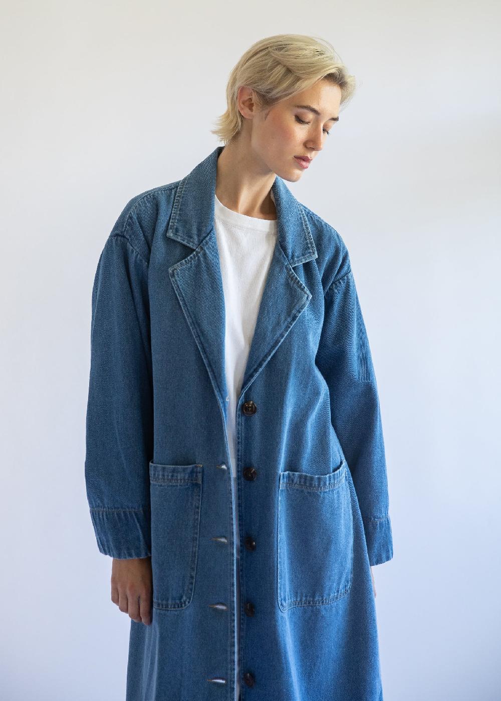 Estella Natalie Denim Work Jacket In Medium Indigo