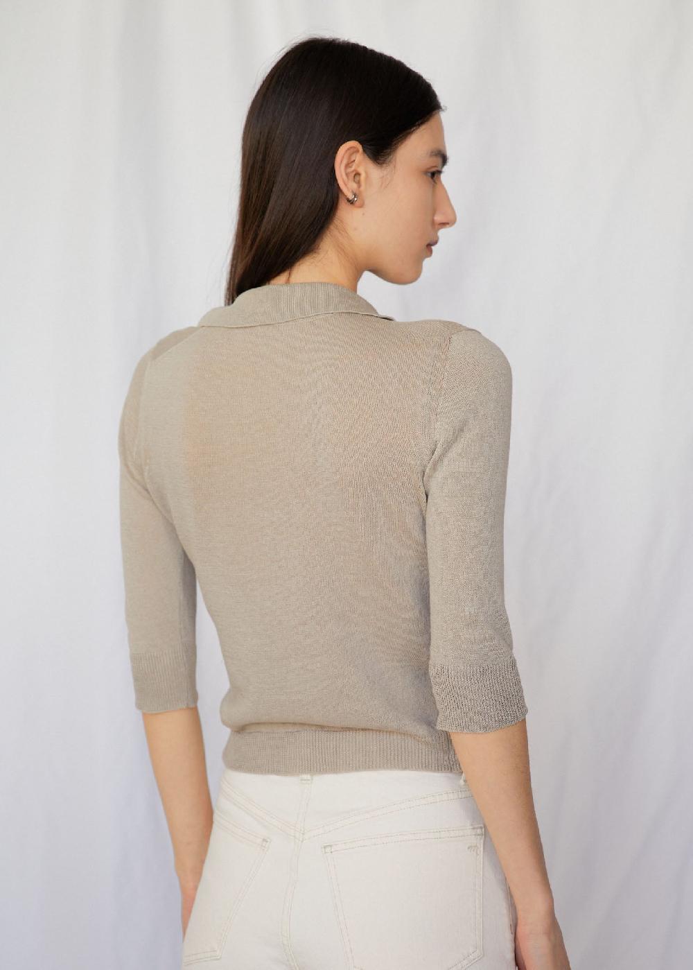 Estella Sandra Linen Polo In Sepia