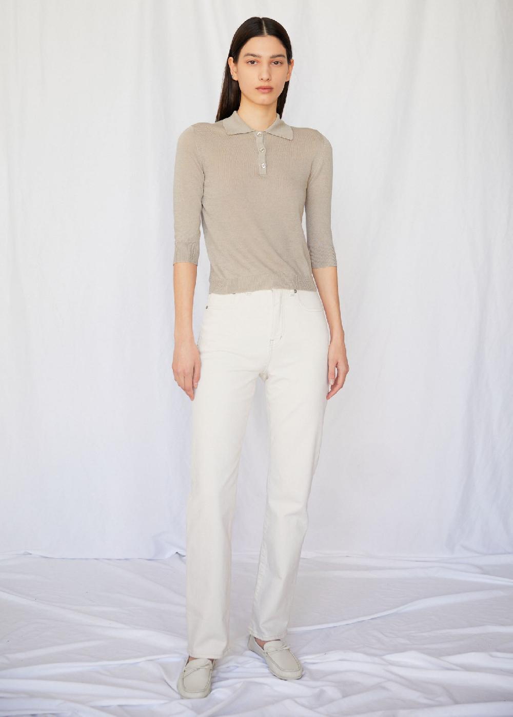 Estella Sandra Linen Polo In Sepia