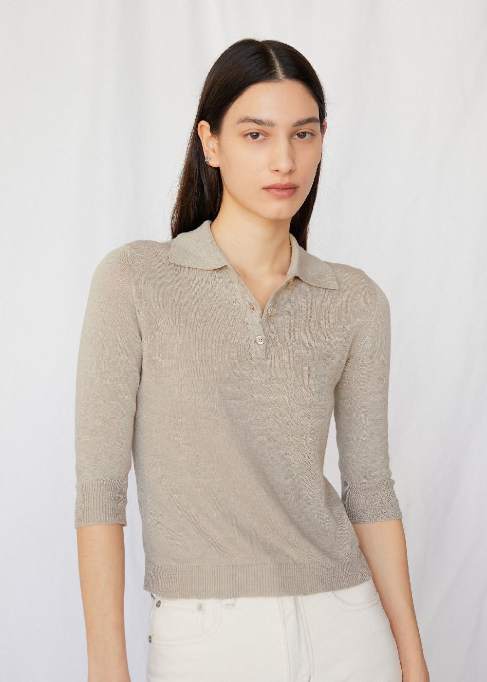 Estella Sandra Linen Polo In Sepia