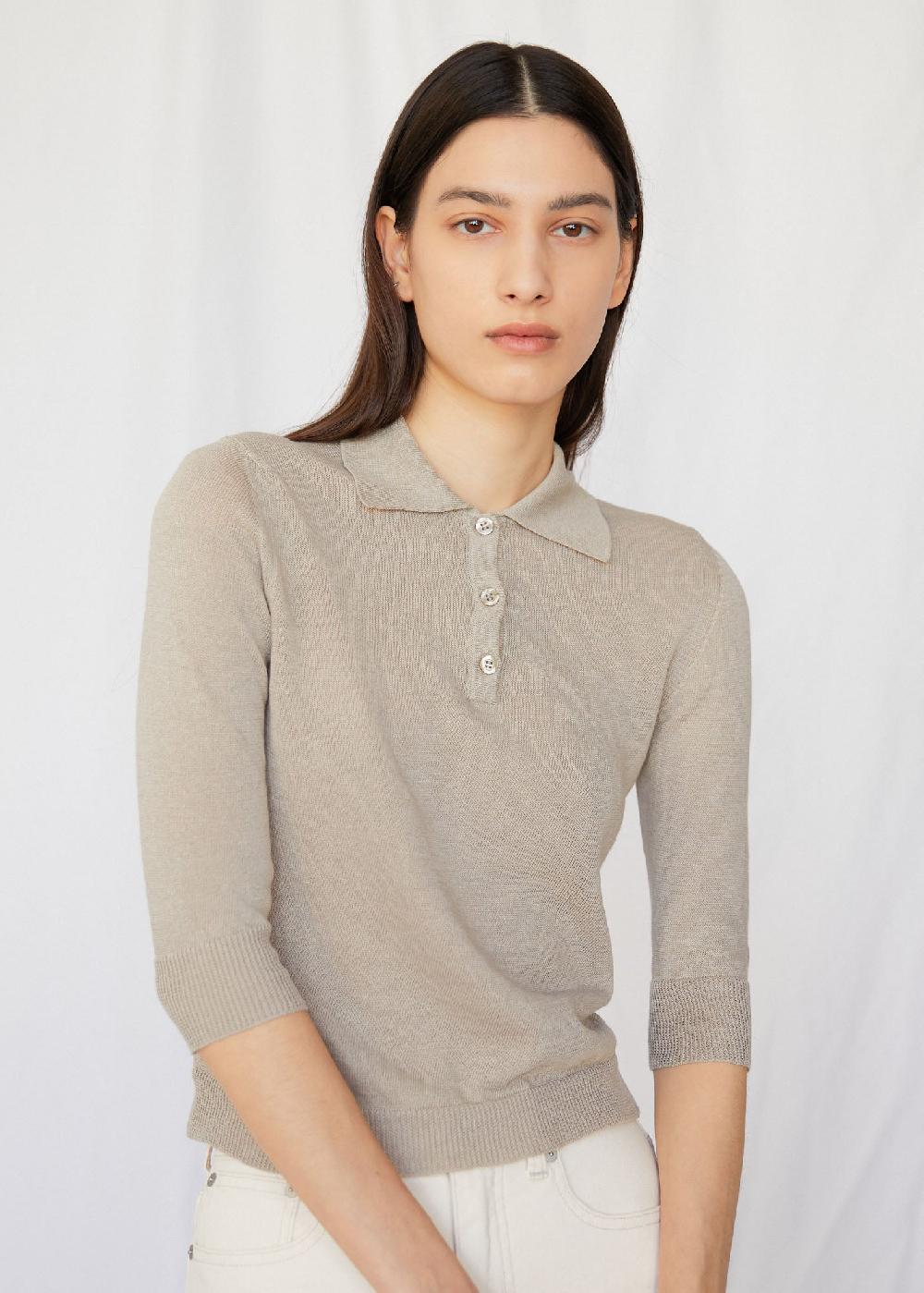 estella Sandra Linen Polo in Sepia