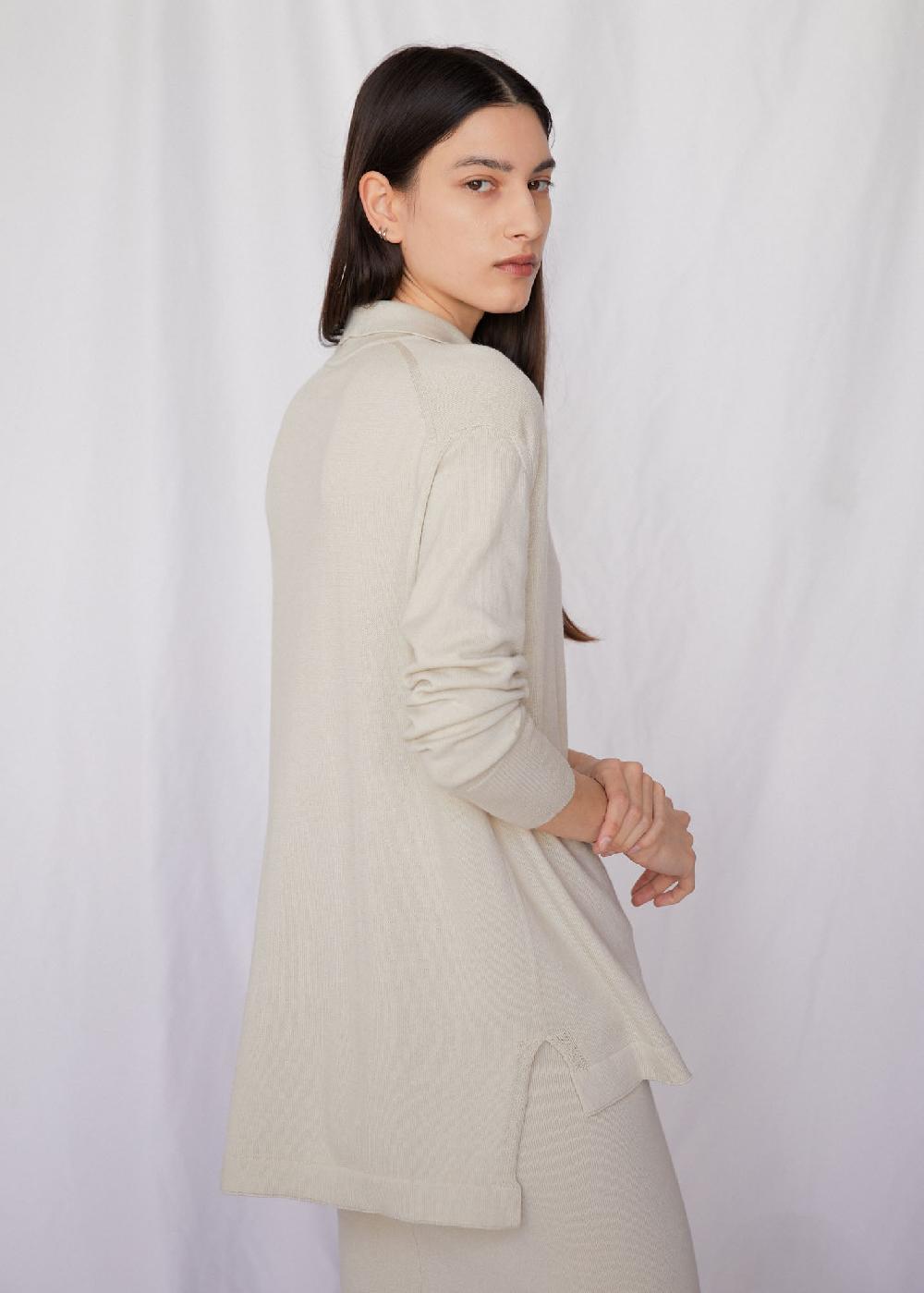 Estella Uma Knit Button Up Shirt In Ecru