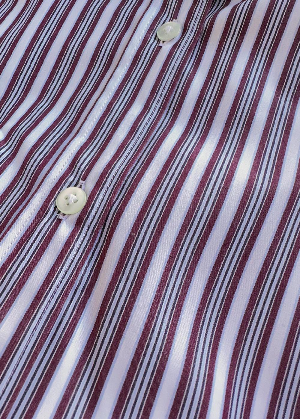 Estella Gemma Button Up Shirt In Maroon Stripe Cotton Poplin