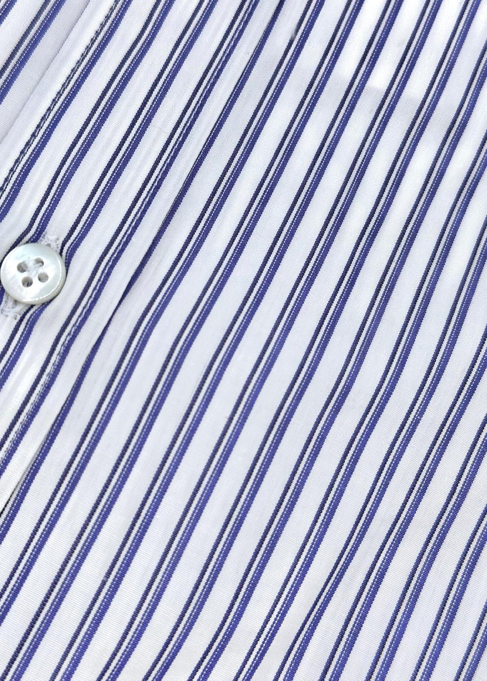 Estella Gemma Button Up Shirt In Mini Blue Stripe Cotton Poplin