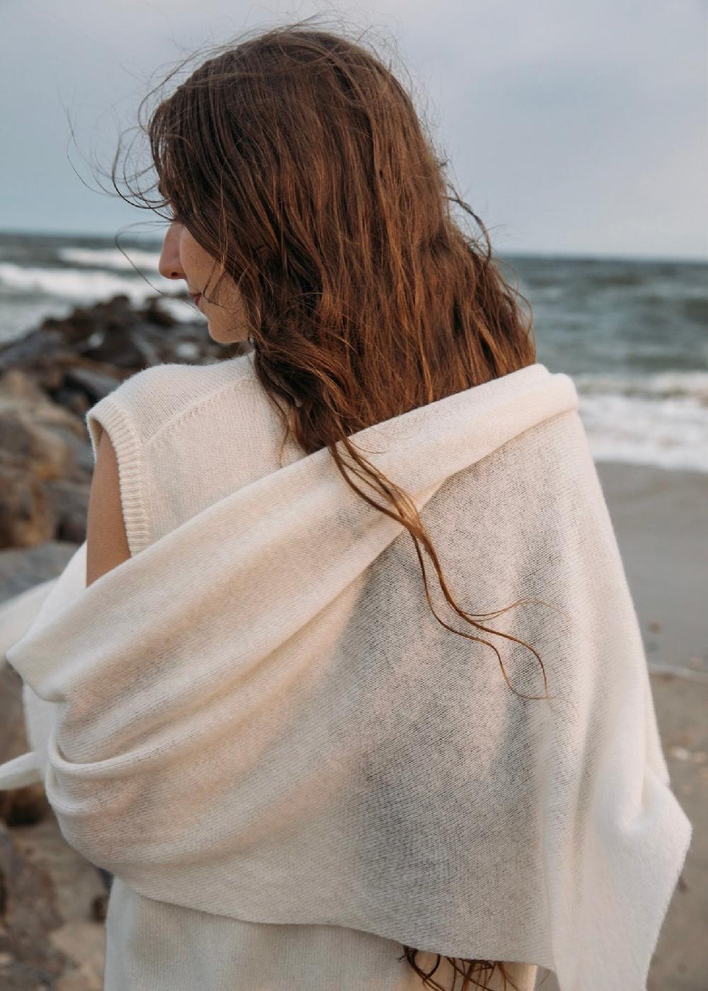 Estella Juliana Triangle Scarf In Alabaster Cashmere