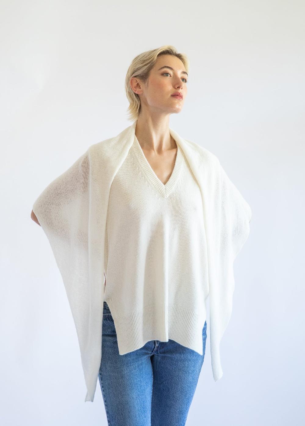 Estella Juliana Triangle Scarf In Alabaster Cashmere