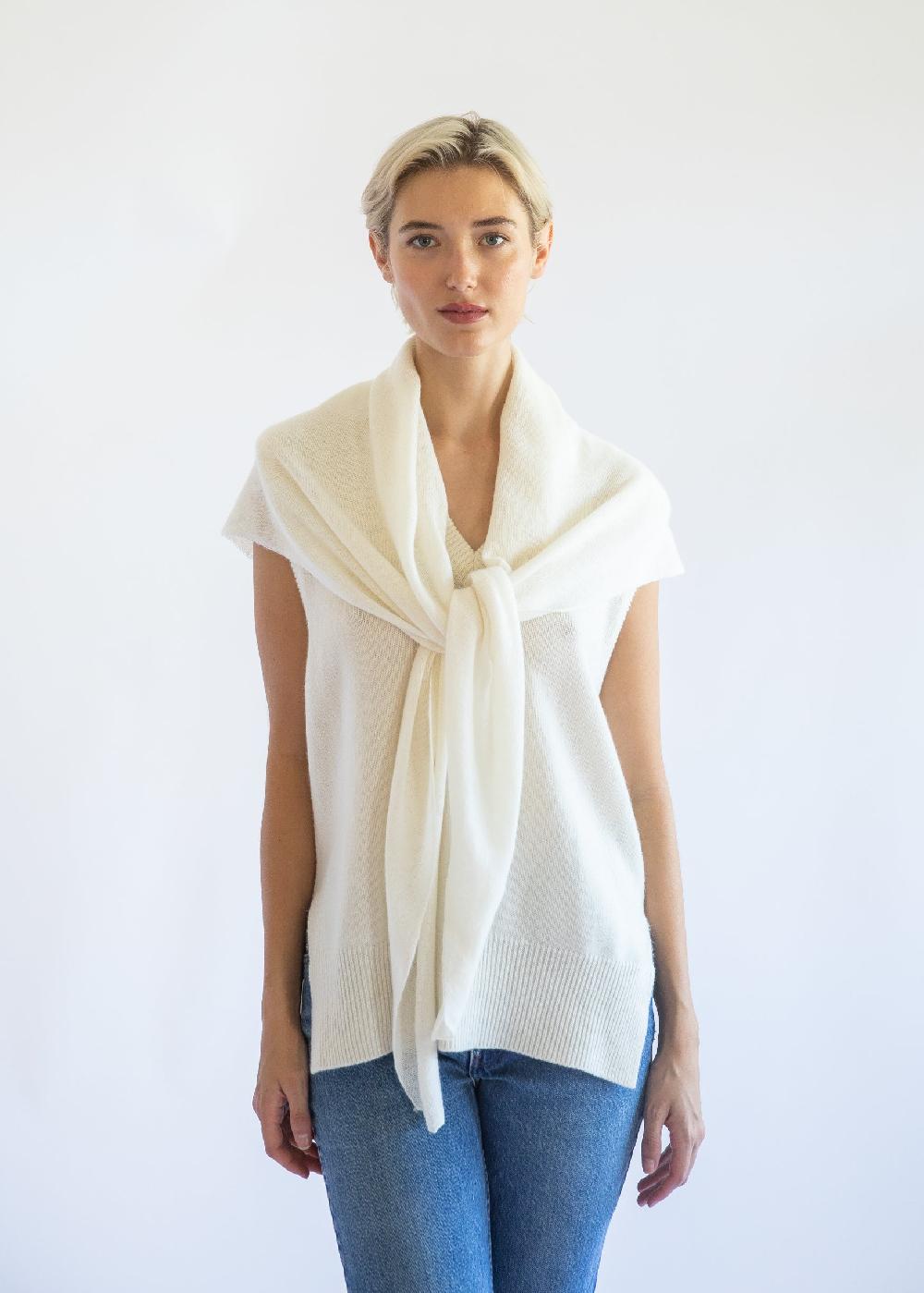 estella Juliana Triangle Scarf in Alabaster Cashmere